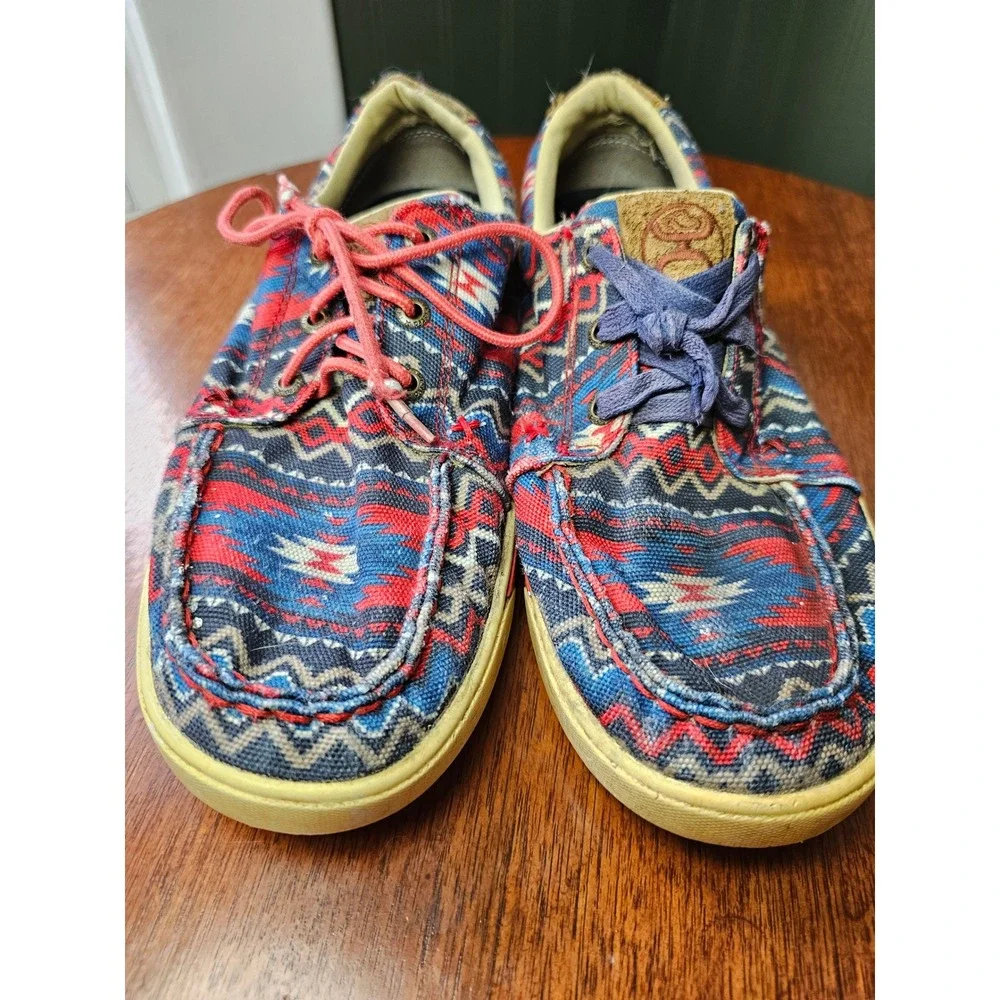 Womens Twisted X Hooey Lopers red Aztec‎ Multi Color Canvas Shoes western